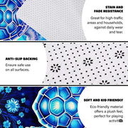 Artistic detail of radiant turquoise turtle swimming over navy reef scenery. - thumbnail image 6 of 7