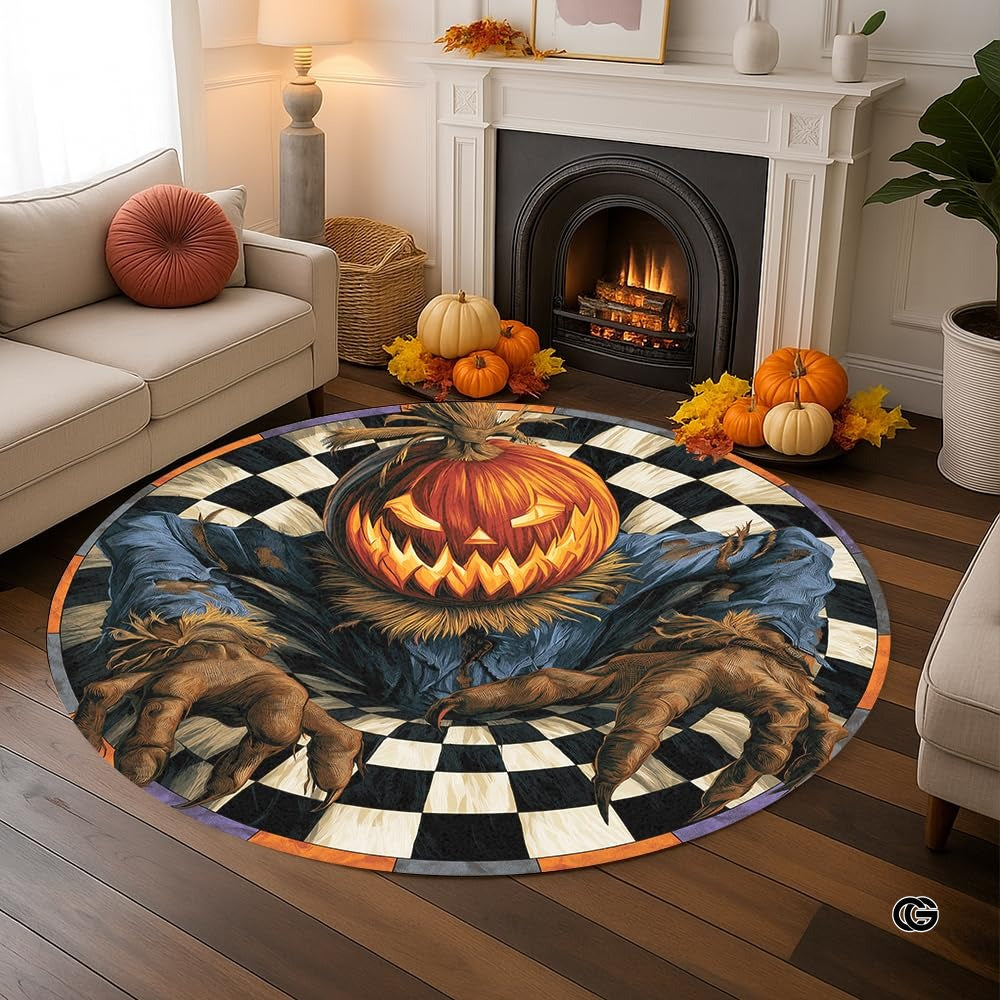 Custom Halloween 3D Effect Optical Illusion Spooky Round Rug (D10)