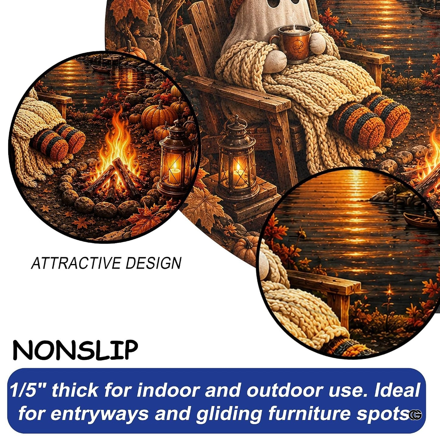Custom Halloween 3D Optical Illusion Round Rug Skeleton Horror Area Rug (1, #11)