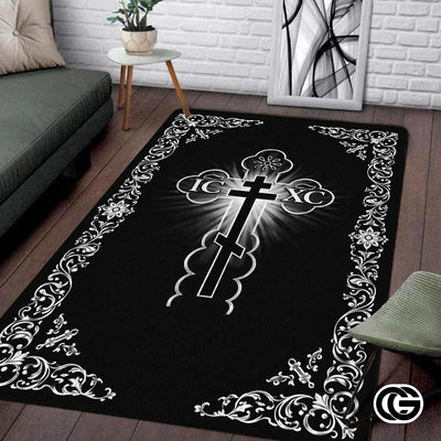 Personalized Orthodox Welcome Mat with Family Name and Cross - D10