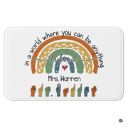 Boho rainbow arch with sign language hand alphabet illustrations on a classroom area rug - thumbnail image 1 of 10