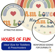 Custom Rainbow Educational Welcome Mat with ABC and Feelings