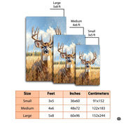 Dimensions and sizing chart for oil painting trophy buck living room area rug - thumbnail image 2 of 7
