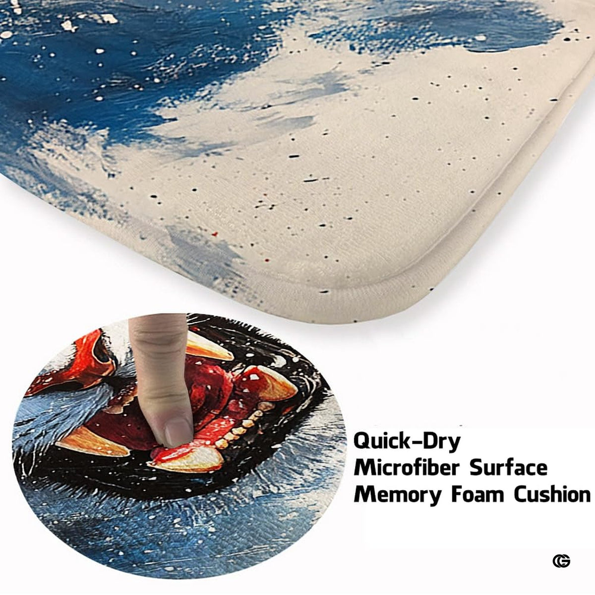 Soft low-pile microfiber fabric and foam cushioning detail of white tiger rug - image 3 of 7