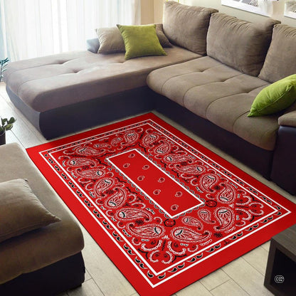 Dimensions and sizing chart for classic red bandana paisley area rug - thumbnail image 2 of 9