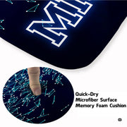 Close up texture detail of basketball area rug soft pile surface and hemmed edges. - thumbnail image 3 of 7