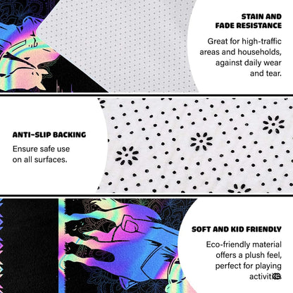 Holographic cowboy mandala carpet displayed in cozy bedroom interior - thumbnail image 6 of 7