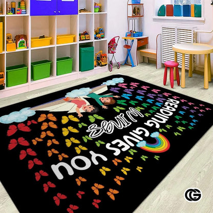 Custom Reading Rug for Classroom and Library - Butterflies