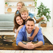 Front view of whitetail deer buck area rug styled in a modern cabin living area - thumbnail image 5 of 7
