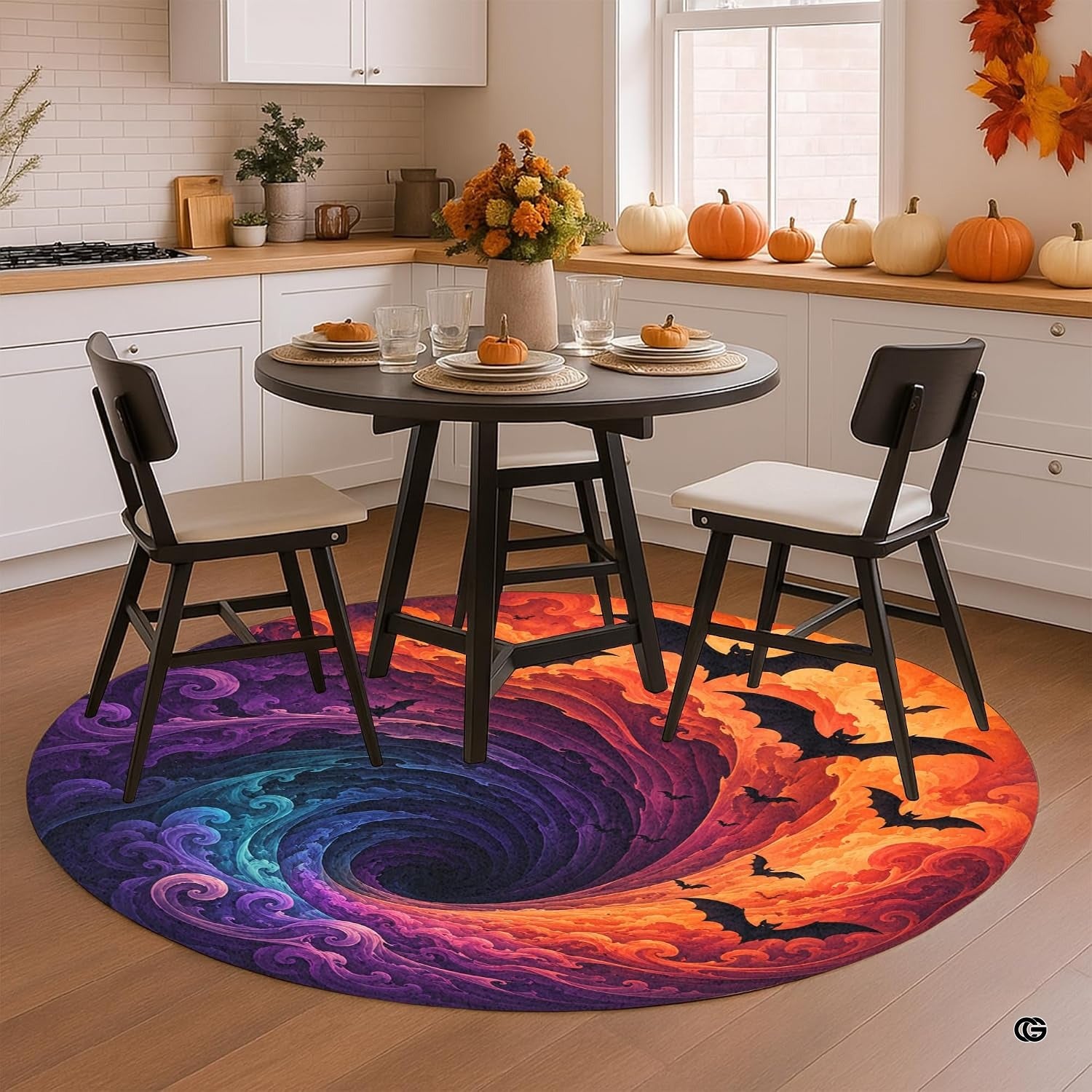 Custom Halloween 3D Optical Illusion Round Rug Skeleton Horror Area Rug (1, #9)