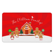 Overhead flat view of rectangular custom gingerbread family Christmas holiday area rug - thumbnail image 9 of 9