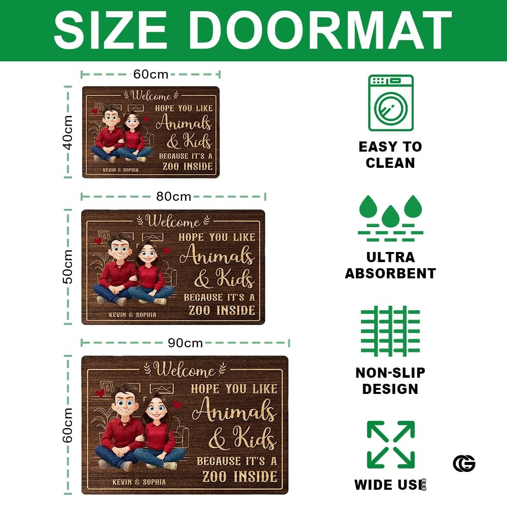 Personalized Family Couple Doormat, Custom Couple Husband Wife Doormat Gift, Outdoor Front Door Rug on Birthday, Christmas, Anniversaries, Valentine's Day for Him Her Woman (S2)