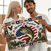 Personalized Hunting Doormat with Custom Family Name and Flag - D5