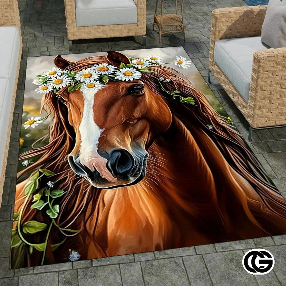 Custom Running Horse Welcome Mat for Living Room and Bedroom - Horse-ds08