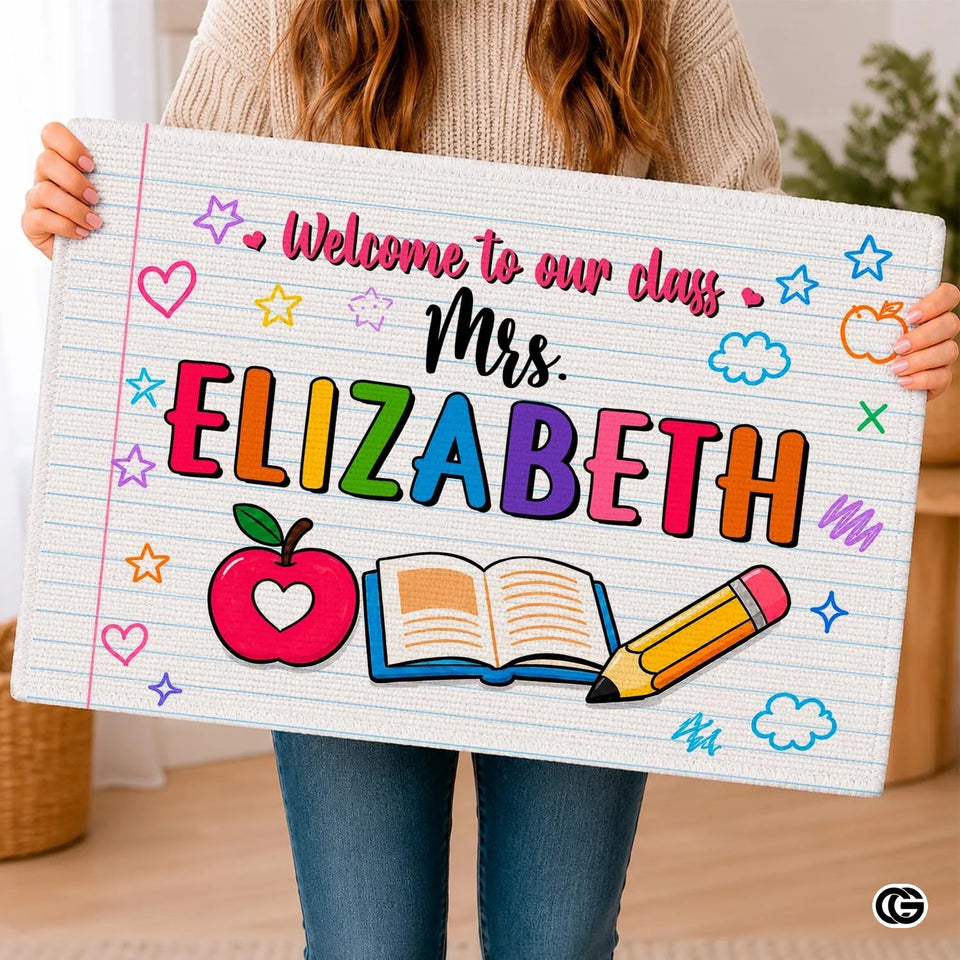 Personalized Classroom Welcome Mat with Custom Teacher Name