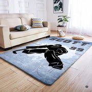 Anti-slip dot backing and hemmed edge stitching on ice hockey rink area rug - thumbnail image 4 of 7