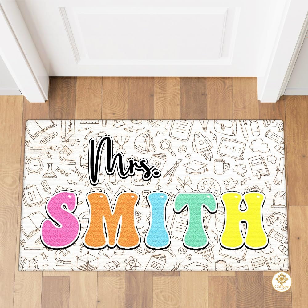 Personalized Name Teacher Doormat for Classroom and School