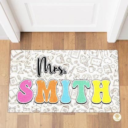 Personalized Name Teacher Doormat for Classroom and School
