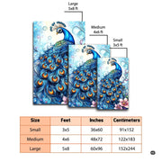 Spacious bedroom mockup featuring the cascading peacock plumage and flower rug - thumbnail image 2 of 7