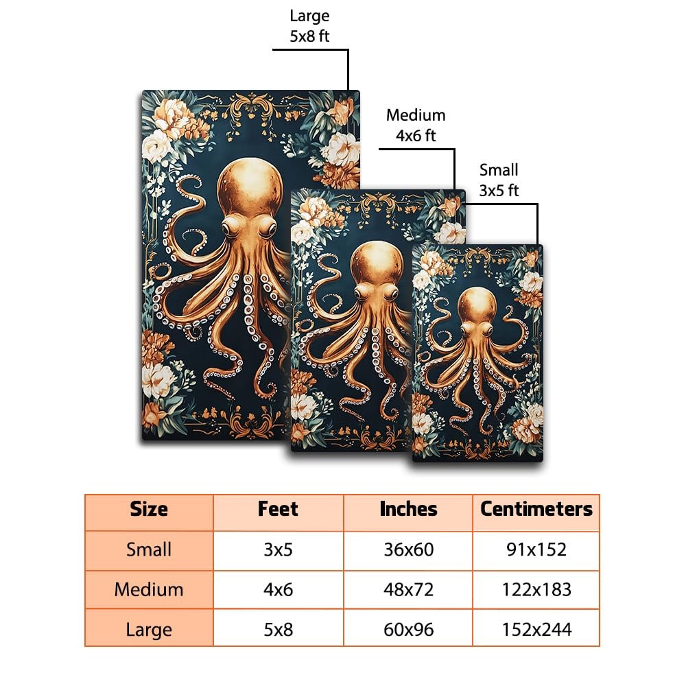 Custom Coastal Octopus Welcome Mat for Entryway and Bathroom