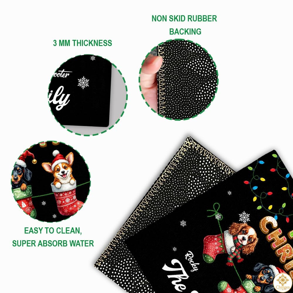Personalized Christmas Doormat with Custom Family Name and Text
