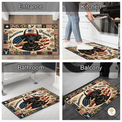 Personalized Family Name Doormat with Patriotic Hunting Art