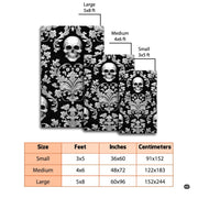 Lounge seating setting with the monochrome Victorian skull damask area rug - thumbnail image 3 of 8