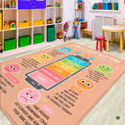 Personalized Calming Corner Rug for Classroom, Custom Teacher Name Reading Corner Rug, Emotions Feelings Carpet, Soft Fluffy Calm Corner Decor for School Reading Nook (Battery Theme)