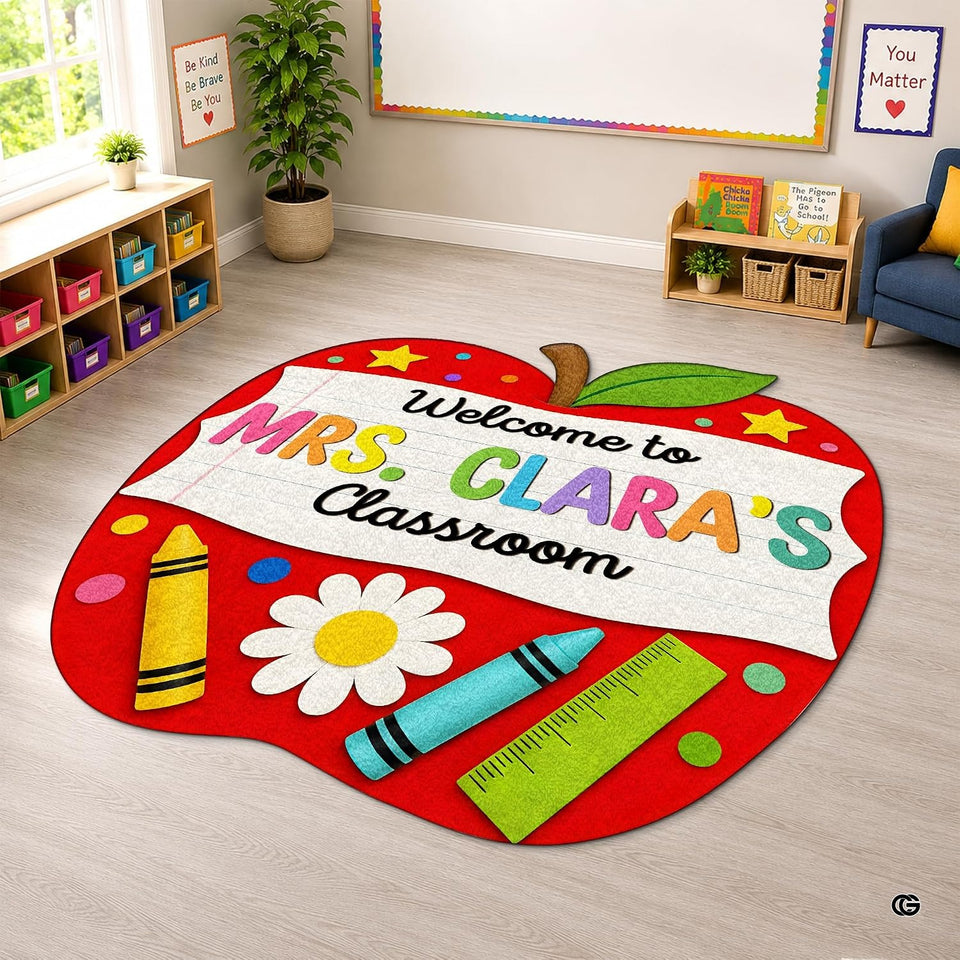 Personalized Composition Notebook Classroom Shaped Rugs - Design 2223