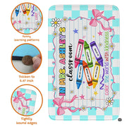 Personalized Teacher Classroom Rug, Custom Back to School Welcome Mat with Name, Kindergarten Preschool Elementary Decor, Composition Notebook Carpet (A06)