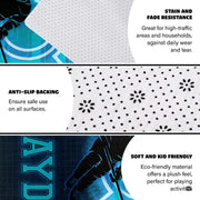 Futuristic hockey player sports floor carpet displayed in cozy living room interior - thumbnail image 6 of 7