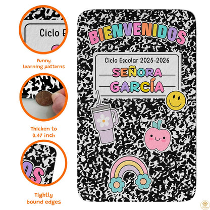 Custom Alphabet Welcome Mat with Spanish ABC and Numbers