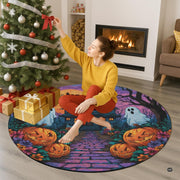Custom Halloween 3D Optical Illusion Round Rug Skeleton Horror Area Rug (1, #2)