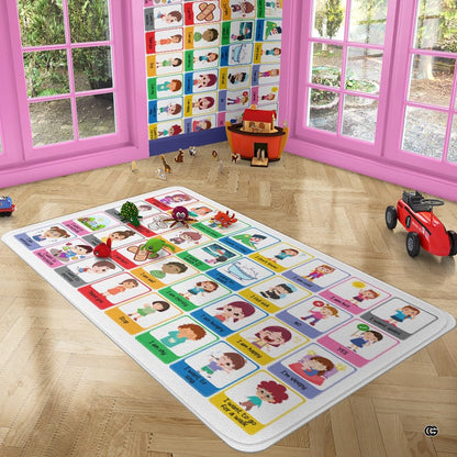 Kids communication area rug styled on classroom flooring in learning space. - thumbnail image 4 of 8
