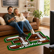 Personalized Football Shaped Rug, Non-Slip Washable Sport Carpet (A05)