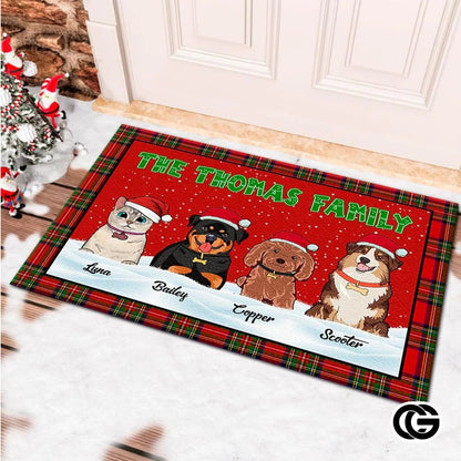 Personalized Christmas Doormat with Custom Family Name and Text