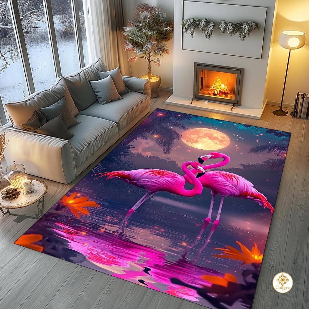 Custom Pink Flamingo Welcome Mat for Entrance and Living Room