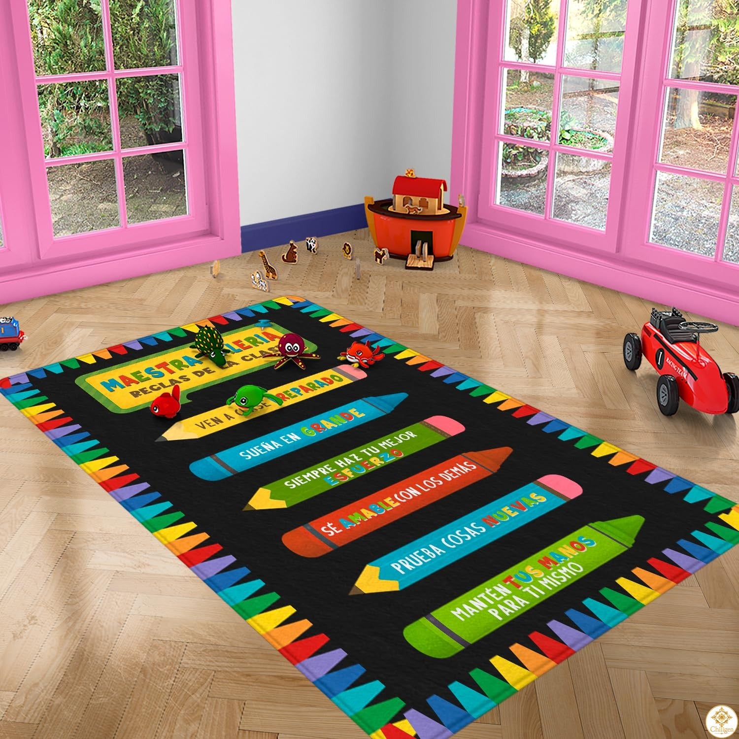 Custom Spanish ABC Classroom Rug for Learning and Play