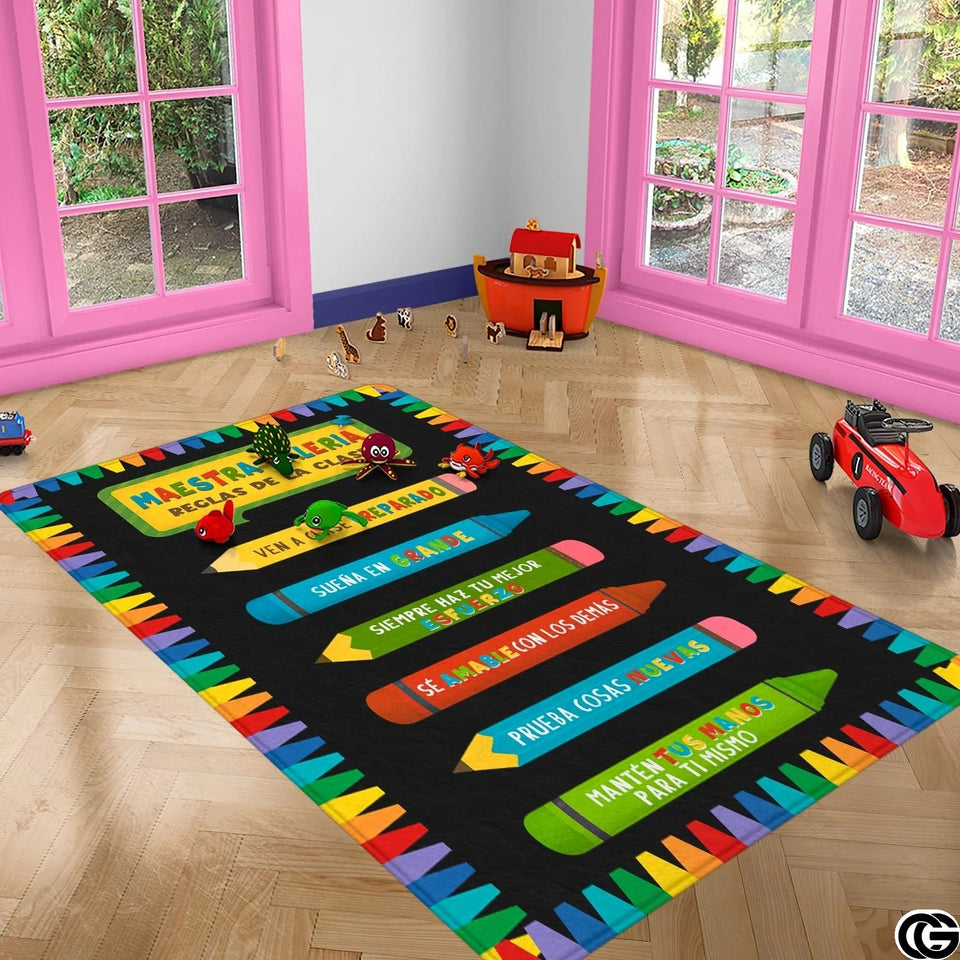 Custom Spanish ABC Classroom Rug for Learning and Play