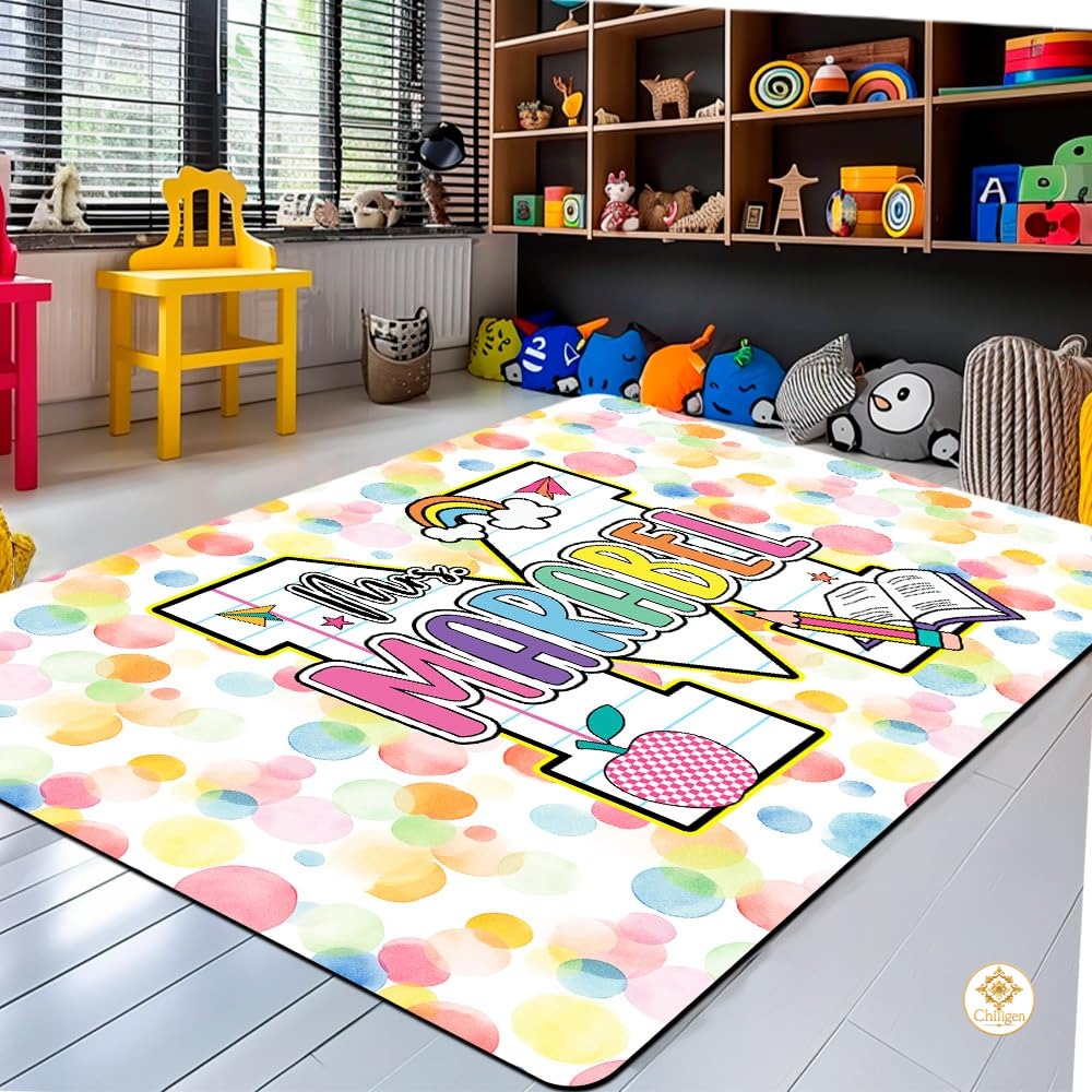 Custom Composition Notebook Classroom Rug for Kids and Boys - Alphabet Letter / 2' x 3' (Rectangular)