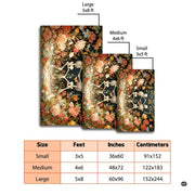 Elegant lounge setting with the gothic dancing skeletons botanical area rug - thumbnail image 3 of 8