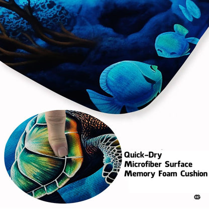Close-up detail illustrating the soft microfiber texture and vibrant sea turtle artwork - thumbnail image 3 of 7