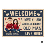 Personalized Family Couple Doormat, Custom Couple Husband Wife Doormat Gift, Outdoor Front Door Rug on Birthday, Christmas, Anniversaries, Valentine's Day for Him Her Woman (S1)