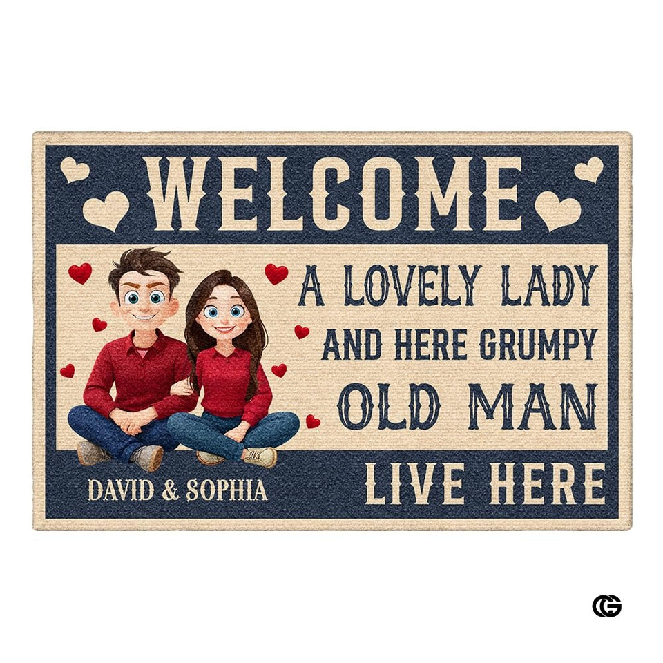Personalized Family Couple Doormat, Custom Couple Husband Wife Doormat Gift, Outdoor Front Door Rug on Birthday, Christmas, Anniversaries, Valentine's Day for Him Her Woman (S1)