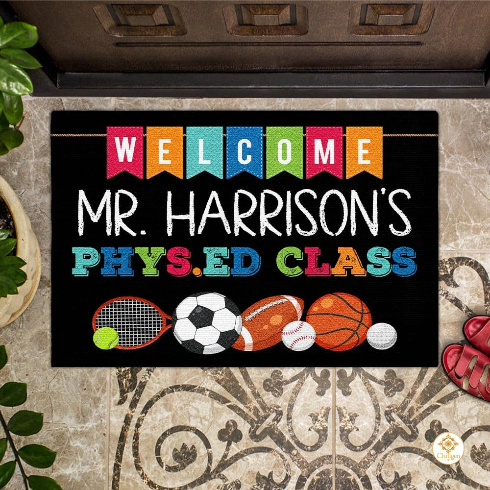 Custom Teacher Welcome Doormat for Classroom and School Gym