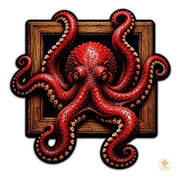 Personalized Octopus Shaped Welcome Mat with Name and Waves - D2