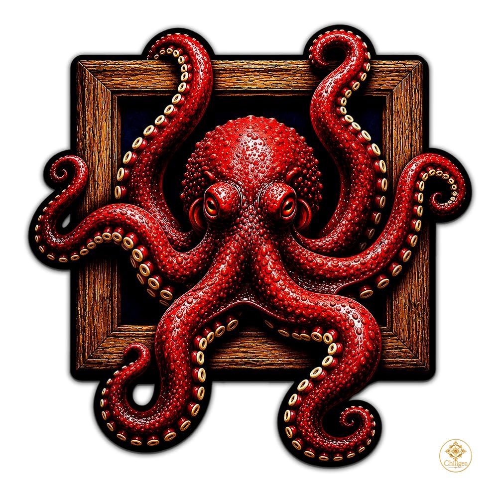 Personalized Octopus Shaped Welcome Mat with Name and Waves - D2
