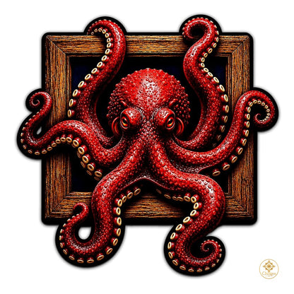 Personalized Octopus Shaped Welcome Mat with Name and Waves - D2