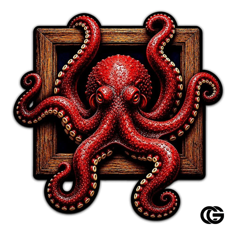 Personalized Octopus Shaped Welcome Mat with Name and Waves - D2