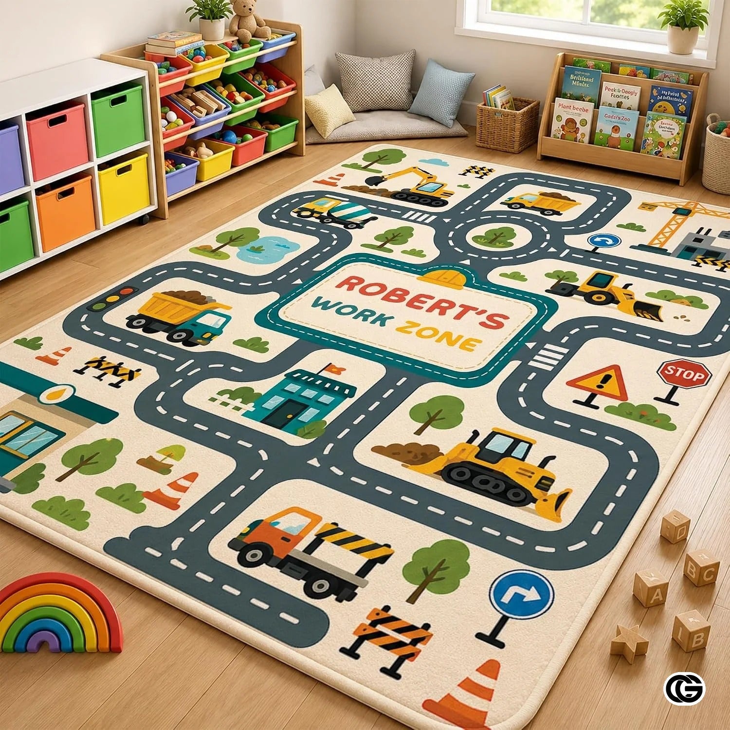 Custom Road Map Doormat with City Street and Car Play Design - Map 2